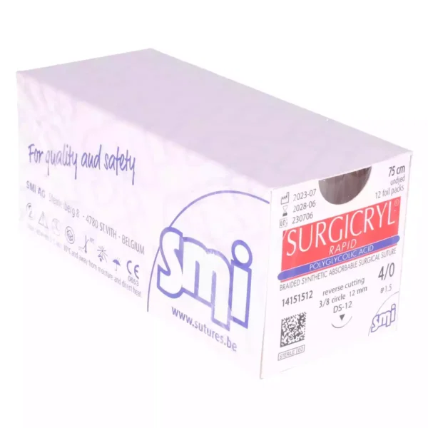 FIL SURGICRYL PGA 4/0 AIG. 13MM/75CM (12)