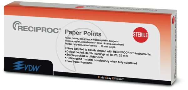 Pointes de papier ISO Taper Reciproc - Boîte de 144