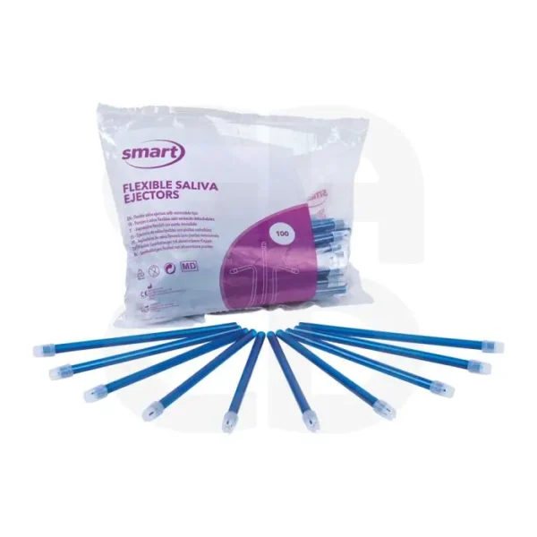 Pompe à salive bleues embouts détachables - Sachet de 100