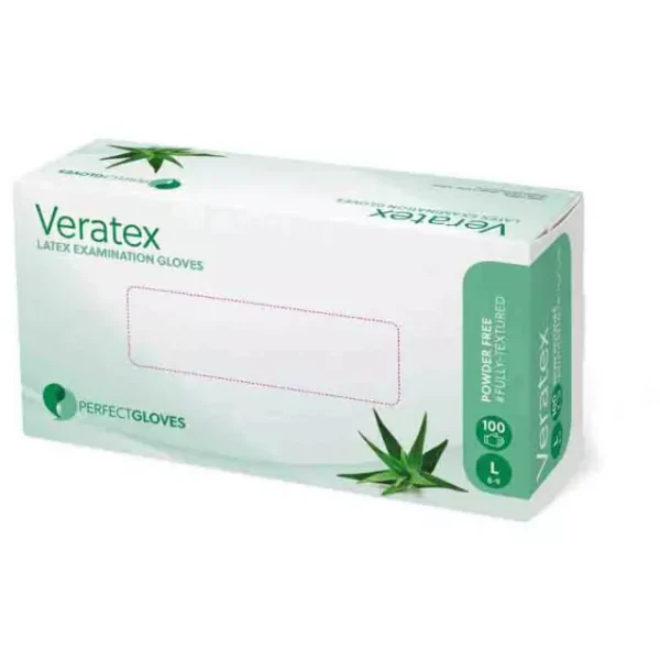 Gants Latex Veratex Non Poudré Aloé Vera Vert - Boîte de 100